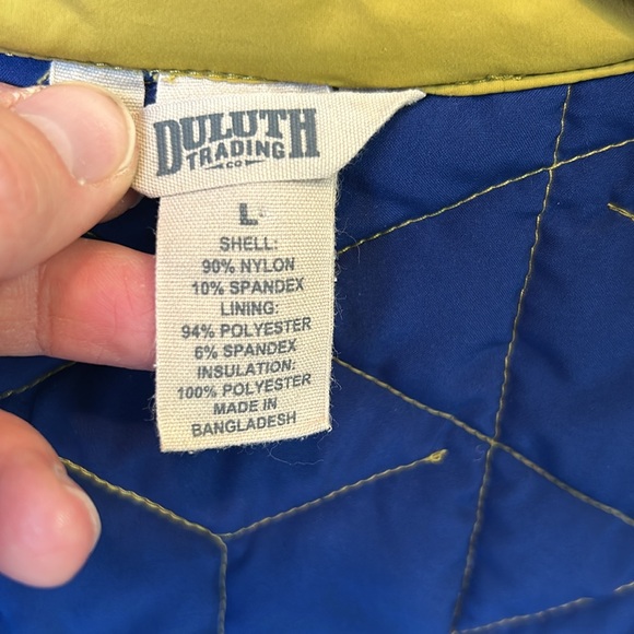 Duluth Trading Co. Women’s Agiloft Quilted Puffer Vest Chartreuse Green/Blue L - Picture 12 of 14